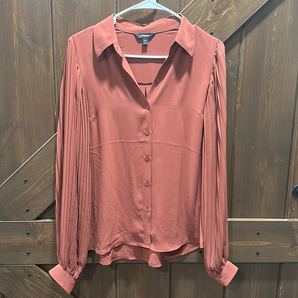 Express Pleated Sleeve Blouse